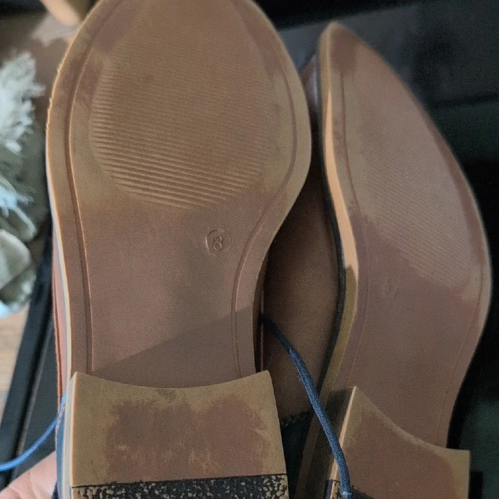 Restoration Brown Leather Oxfords with Blue Laces